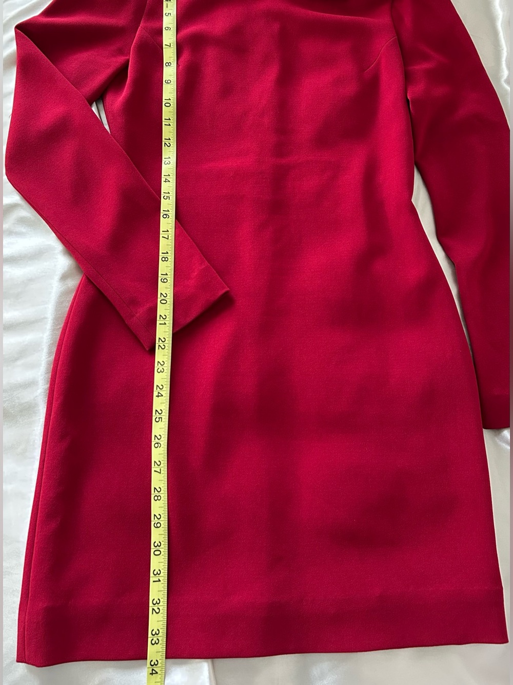 Diane Von Furstenberg Vintage Red Dress with Braided Collar Detail Long Sleeve - Picture 10 of 10
